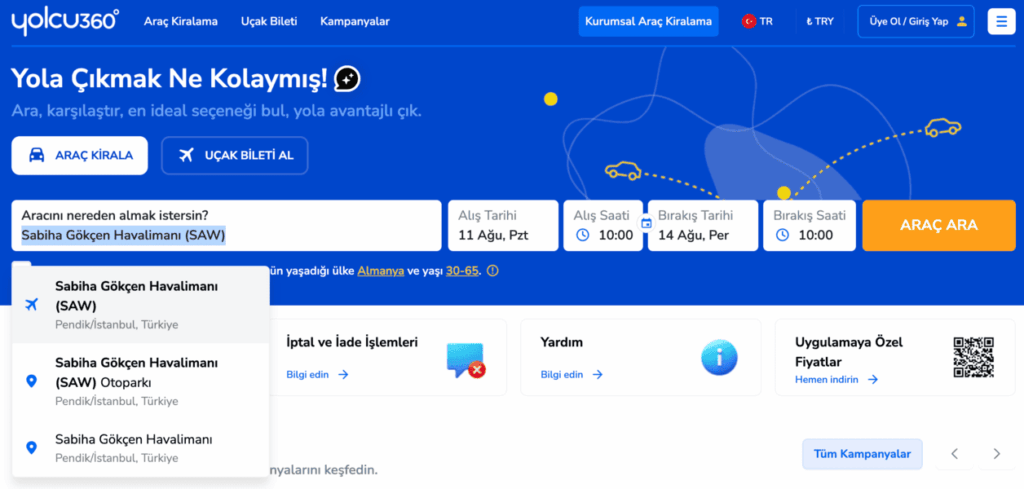 havalimanında araç kiralama